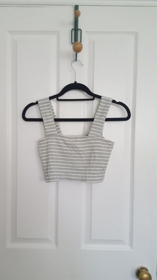 vintage 1990's Sage Green Stripbed Crop Top