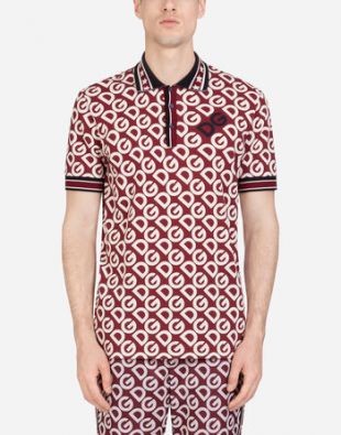 POLO EN PIQUÉ DE COTON IMPRIMÉ DG LOGO