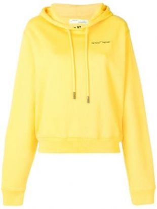 Yellow    Cropped Long Sleeve Cotton Hoodie