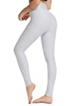 SEASUM Femme Leggings Anticellulite Pantalon de Sports Yoga Push Up Compression, A-Gris Chiaro M