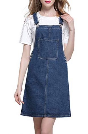 Denim Bib Overall Skirt Dress