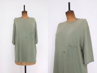 Vintage des années 80 L.L. Bean soleil fané vert vieilli surfeur T-shirt