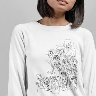 Chemise de dessin d'art, sweatshirt imprimé, impression d'art de ligne, dessin de ligne, chemise de visages, chemise abstraite, vêtement de dessin, chandail minimaliste, esthétique
