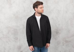 Chemise en coton noir . vintage Hommes Casual Button Down Shirt 90s Chemise à manches longues Chemise noire chemise pour hommes . taille Extra Large XL
