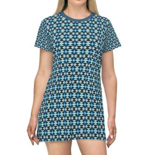 Robe d'art / Robe de modèle / Robe d'impression / Robe Mod / Mini Robe / Robe T-Shirt / Robe bleue / Robe de fête / Robe d'anniversaire / Art portable