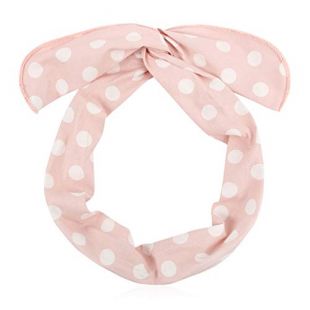 Bohemian Top Knot Fabric Headband - Twist Wire Tie Wrap Hairband (Twist Wire Headwrap - Polka Dot Pink)