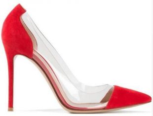 Red and Clear Pointed Toe Heels