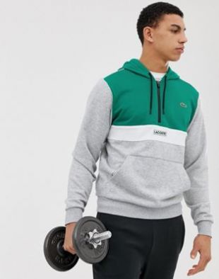 Sweat à capuche avec encolure zippée - Gris