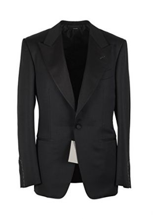 CL - Tom Ford Windsor Black Tuxedo Smoking Suit Size 44 / 34R U.S. Base A