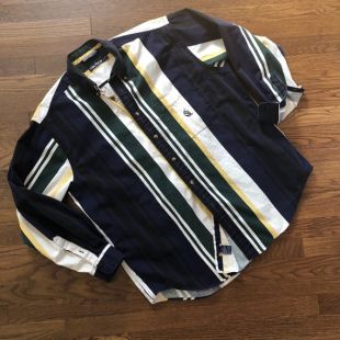 vintage 90s Vertical Stripe Button Down Shirt Nautica / 90s Preppy Stripe oxford