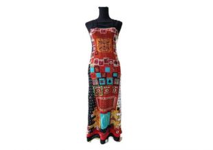 Sauver la Reine dames patchwork long style coloré logo robe, jupe designer Italiam-S/M