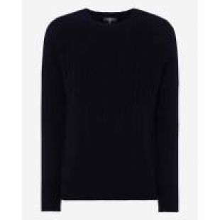 007 Cable Crew Neck Sweater Navy Blue