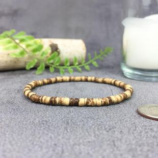 Bracelet élastique En Perles De Noix De Coco Artisanat Bali - Unisexe Bleu, Style Amitié