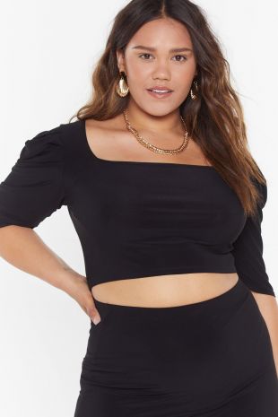 Square Neck Puff Sleeve Co-ord Crop Top