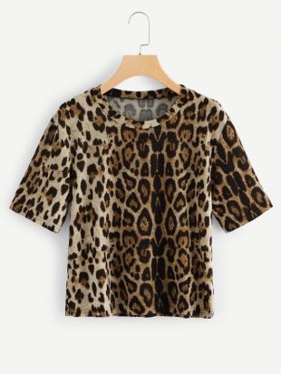 Shein - T-shirt imprimé léopard