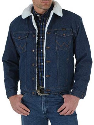 Wrangler Men's Rustic Sherpa Lined Jacket, Denim/Sherpa, Small