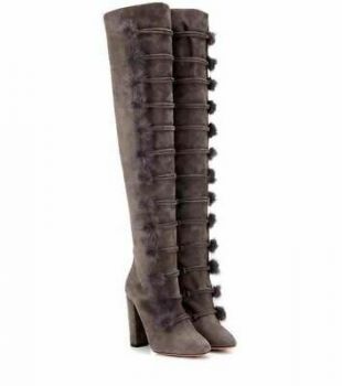 New in Box aquazzura Ouliana Gris En Daim En Fausse Fourrure de Vison coloris Bottes Cuissardes SZ 36.5 6.5 $1995  | eBay