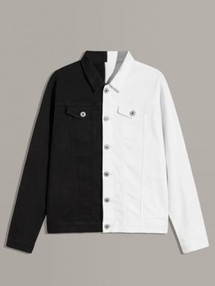 Veste en jean bicolore avec poches
