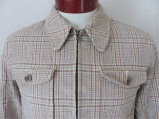J. Crew vintage 90's beige brun gris gris glen motif à carreaux zip jusqu'à veste coupe-vent col 4 poche avant coton preppy traditionnel