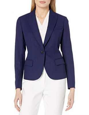 Anne Klein - Anne Klein Women's One Button Jacket, Navy, 12