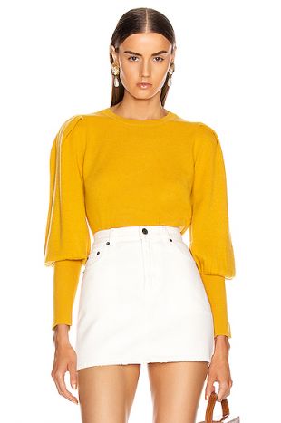 Yellow Puff Sleeve Sweater