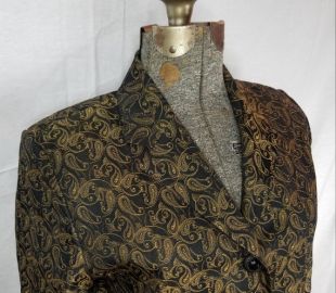 vintage 80s / 90s Giorgio Sant’Angelo Women’s Metallic Gold et Black Paisley Blazer / Veste (8)