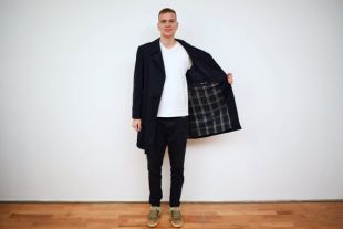 vintage Commander Trench Coat mens Size M - L Navy Blue Coat Man Jacket Men Mac Checked Lining