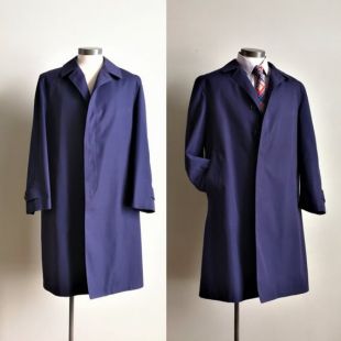 LONDRES FOG vintage 70s manteau de tranchée pour homme 42R - bleu marine classique classique messieurs imperméables - Manteau d'automne d'été printemps