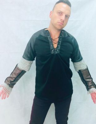 Chemise en cuir Boromir avec manches à chaîne / Chemise de chainmail Viking /