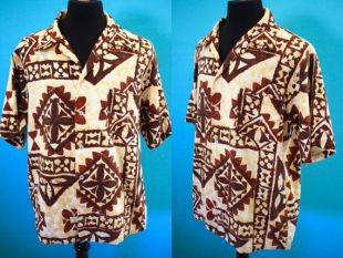 Chemise hawaïenne 60's Homme Tapa Print Hawaiian Shirt Tiki Shirt Aloha Shirt Luau Shirt