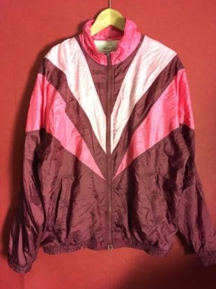 vintage 80s Windbreaker chevron colorblock bordeaux taille rose m
