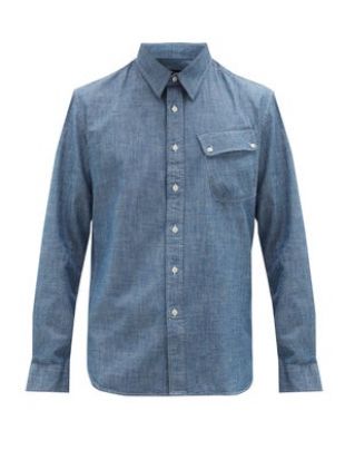 Chemise en chambray de coton à poche Pitch