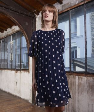 Robe plissée à pois Coralia