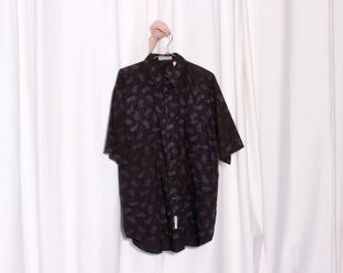 Paisley noir bouton vers le bas de la chemise/une taille extra large