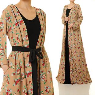 Floral Kimono Cardigan Femmes Se préparer Robe (fr) Boho Duster Kimono Long Sleeve Cardigan Pockets - France Robe de mariée Abaya Resort Porter 6470