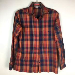 Halston III vintage Long Sleeve Plaid Oxford Shirt Taille 6