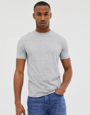 T-shirt River Island Homme, Coton Rayé Gris, Taille S, Col Rond - Très Bon état
