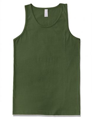Men's Premium Basic Solid Tank Top Jersey Casual Shirts 2XL Military Green Olive