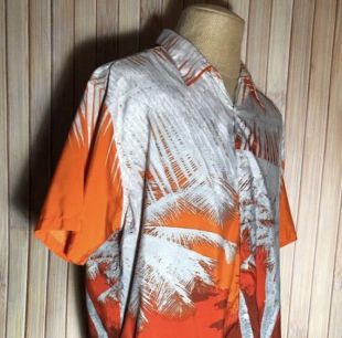 Chemise hawaïenne funky de Mossimo, Taille XL, Orange et Gris avec Palms abstraits