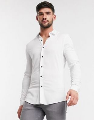 Chemise moulante en viscose - Blanc