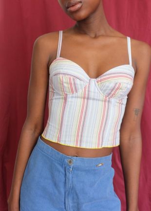 Vintage Armani Striped Corset Crop Top