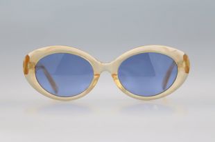 Matsuda 10614 PW, lentilles bleues teintées vintage des années 90 uniques uniques lunettes de soleil ovale jaune clair femmes, NOS