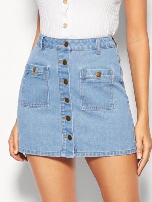 Jupe en jean boutonnée avec poches