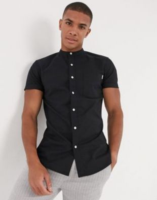 Chemise oxford stretch à manches courtes - Noir