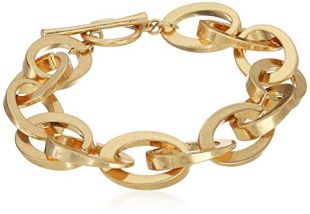 Steve Madden Women's Oval Link Yellow Gold-Tone Bracelet