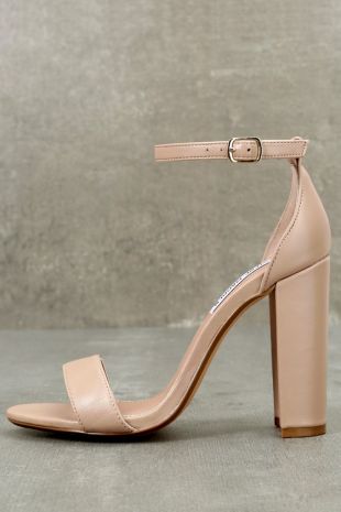 Carrson Blush Nude Leather Ankle Strap Heels