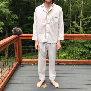 Vintage 70s Pinstripe Pajamas Top et Pantalon Set