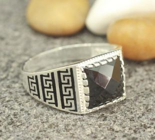 Sterling Silver 925 Men’s Ring, Onyx Men’s Ring, Silver Men’s Ring, Gift for Him, Ottoman Silver 925 Men’s Ring, Turkish Handmade Men’s Ring