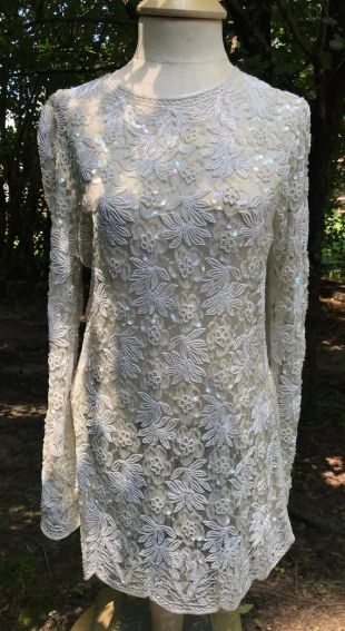 OFF blanc perlé et pailleté long pure top taille L