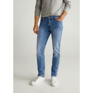 Jean Jan slim-fit délavé moyen